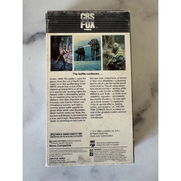 Empire Strikes Back Star Wars VHS vintage 70s movie video cassette tape 1980 Epi - Picture 3 of 6